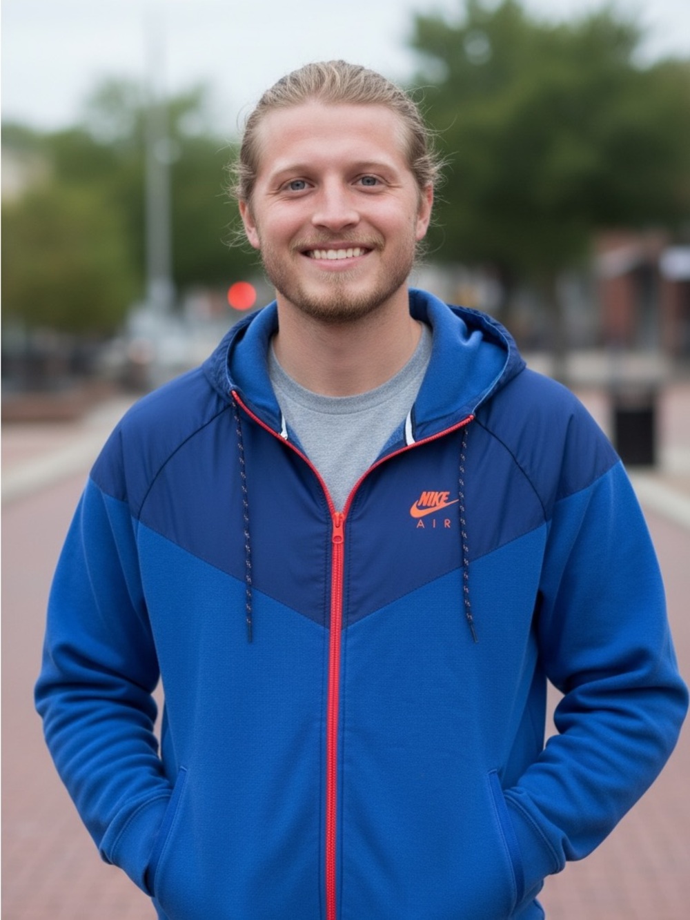 Nike Air Men's Blue & Orange Full-Zip Hooded Jacket  XL